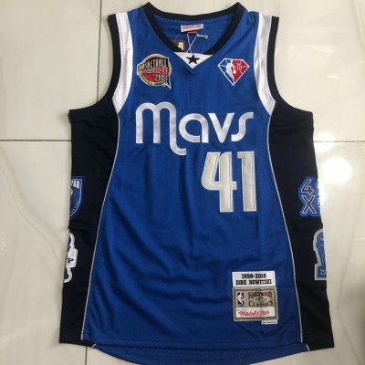 41 Nowitzki Dallas Mavericks Hall of Fame Authentic Maillot Bleu